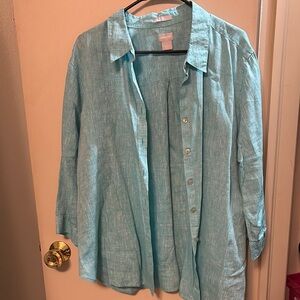 Chico's Blue Lightweight Shirt Jacket